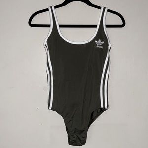 adidas olive green striped bodysuit